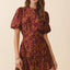 Autumn Puff Sleeve Mini Dress-OS