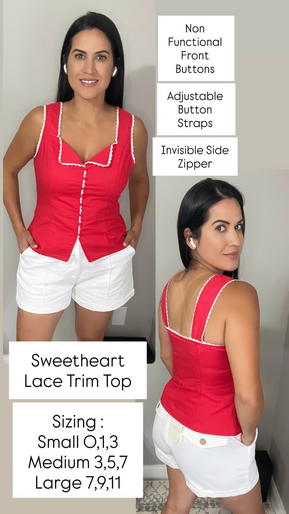 Sweetheart Lace Trim Top