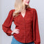 Rust Long Sleeve Button Down Collared Blouse