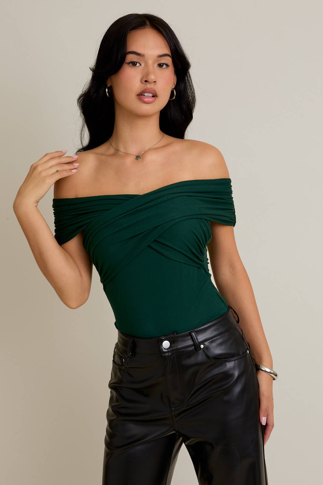 OFF SHOULDER WRAP BODYSUIT- OS