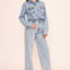 RHINESTONE AND PEARL EMBELLISHED JEAN PANT- OS
