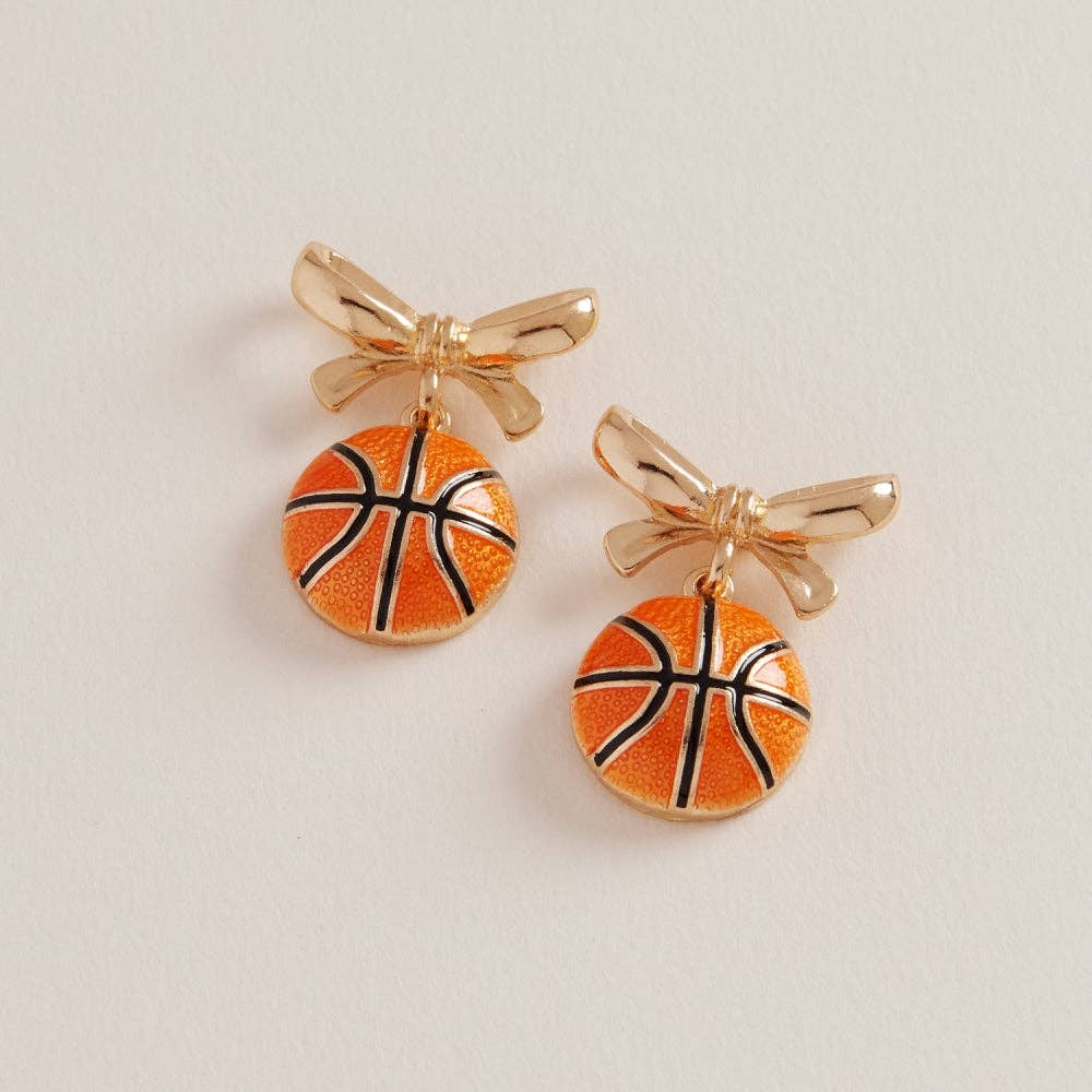 Basketball Earrings with Bow Game Day Jewelry- OS