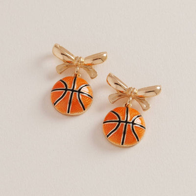 Basketball Earrings with Bow Game Day Jewelry- OS