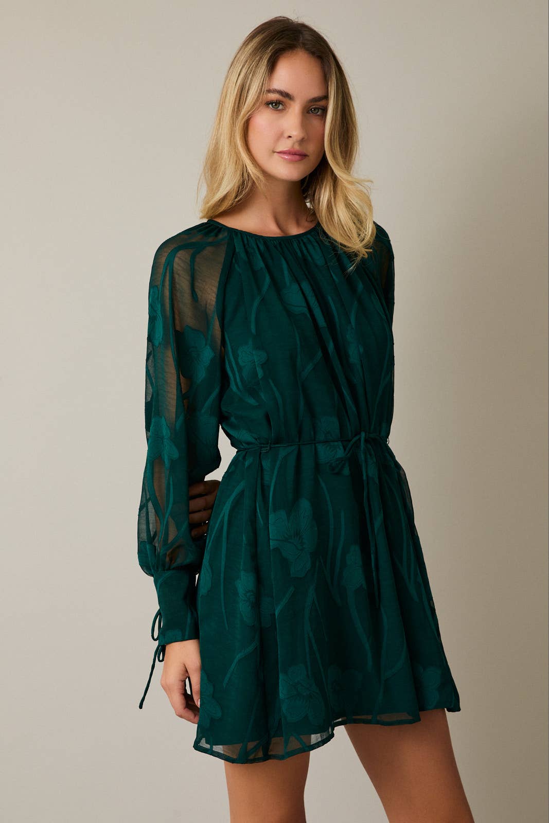 Emerald Long Sleeve Mini Dress