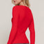 Long Sleeve V-neck Fitted Viscose Rib Sweater Top- OS