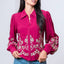 Long Sleeve Flower Embroided Button Shirt