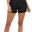 Black Denim High Waisted Cutoff Short