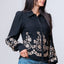 Long Sleeve Flower Embroided Button Shirt