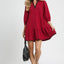 French Terry Ruffle Hem Dress with Plaid Trim