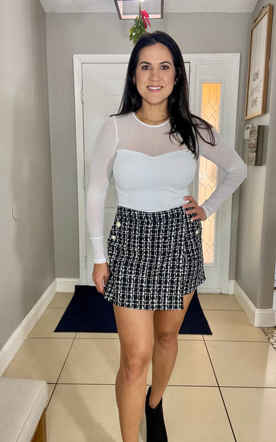 Black Tweed Skort  - OS