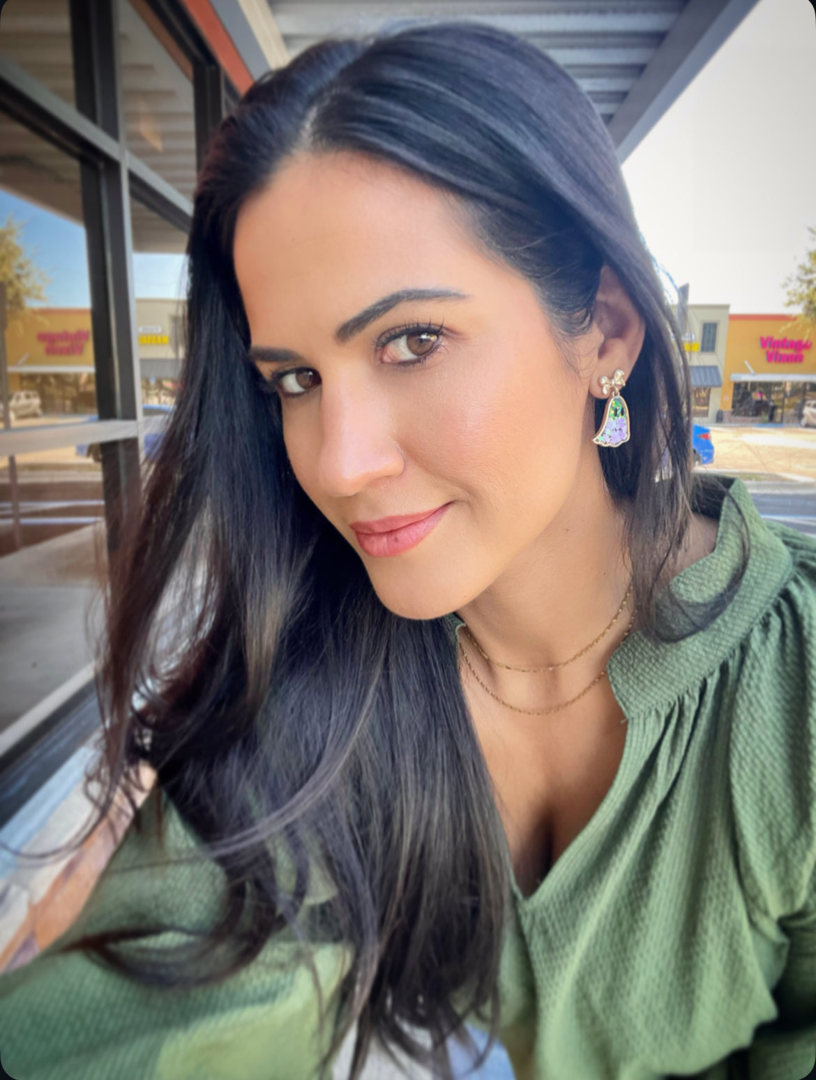 Glitter Ghost with Bow Post Earrings - OS