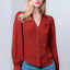 Rust Long Sleeve Button Down Collared Blouse