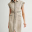 Collared Black Accent Midi Dress with Belt