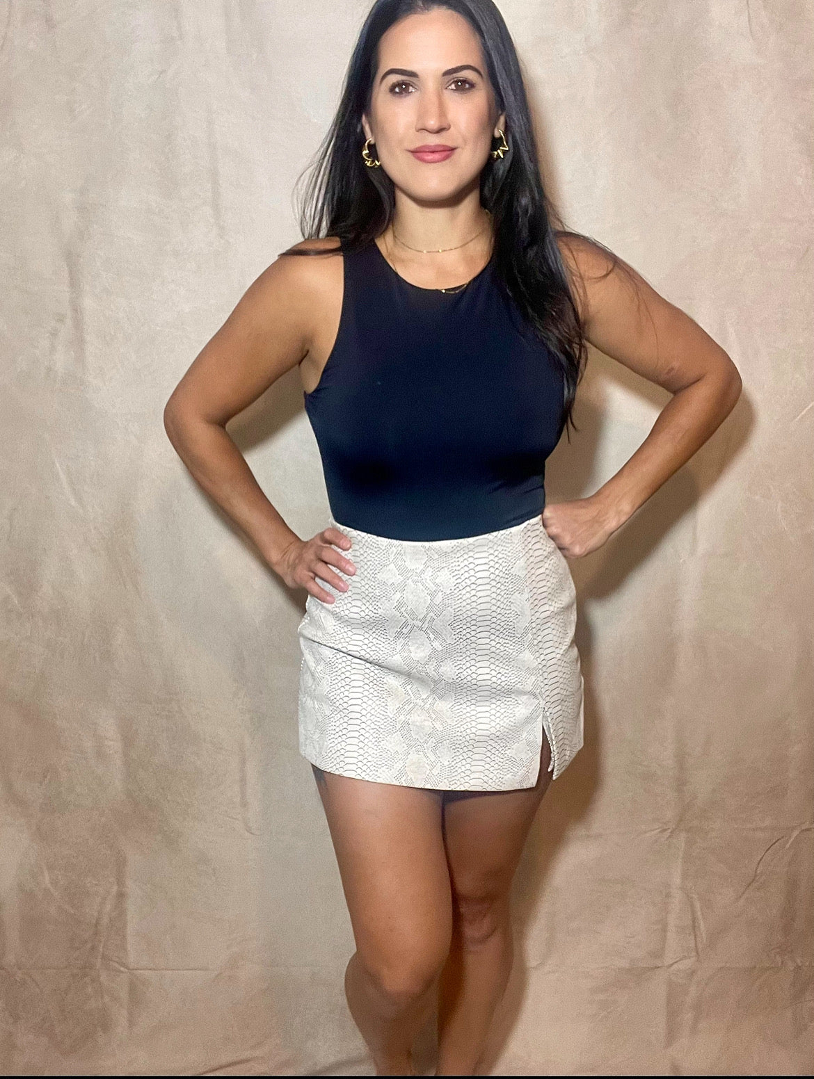 Animal Print Leather Mini Skort - OS