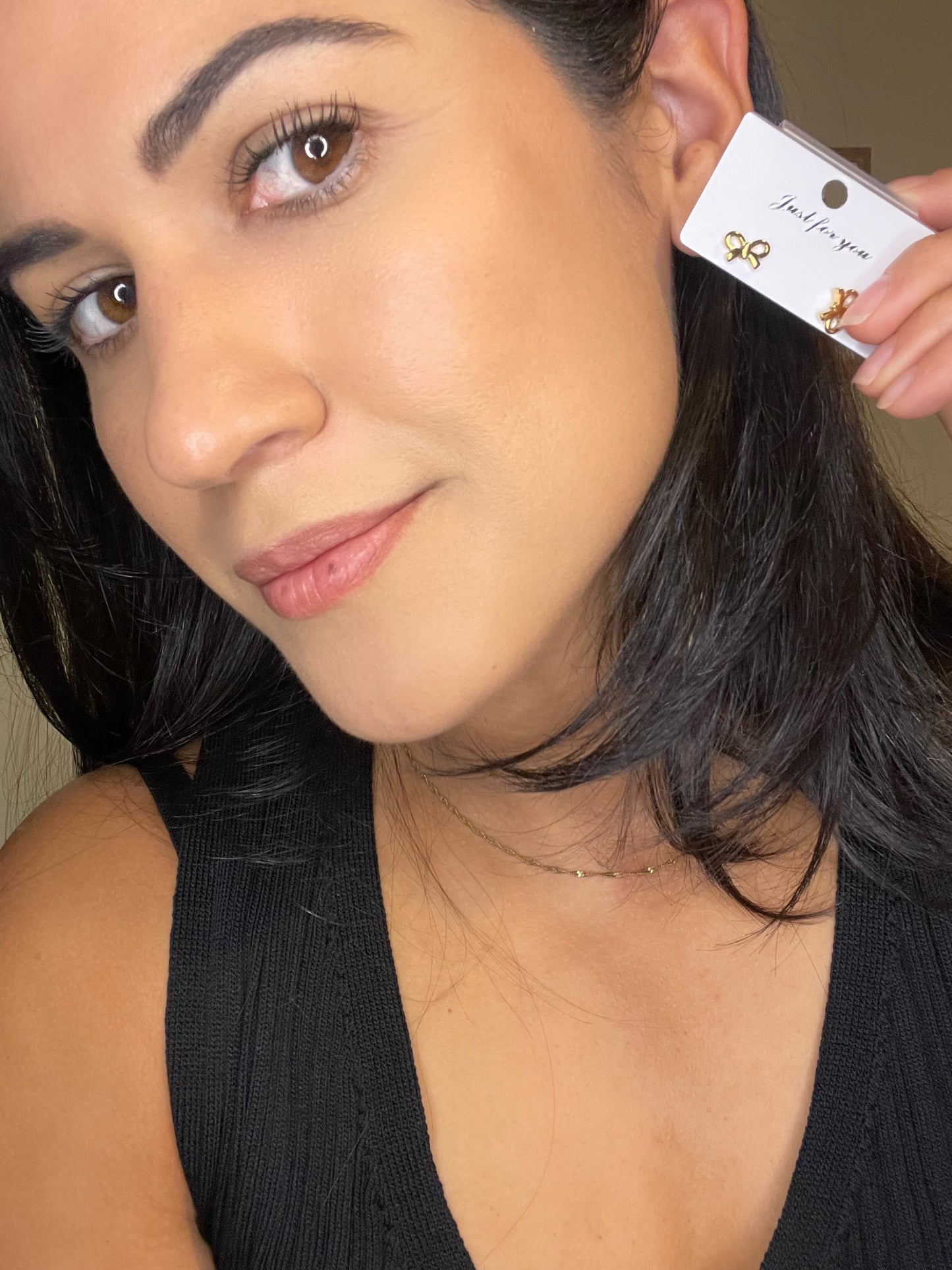 18K Gold Plated Bow Stud Earrings -OS