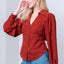 Rust Long Sleeve Button Down Collared Blouse