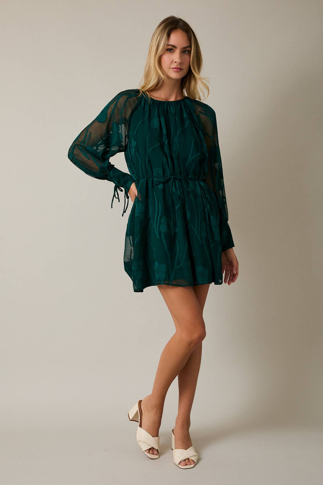 Emerald Long Sleeve Mini Dress