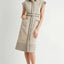 Collared Black Accent Midi Dress with Belt