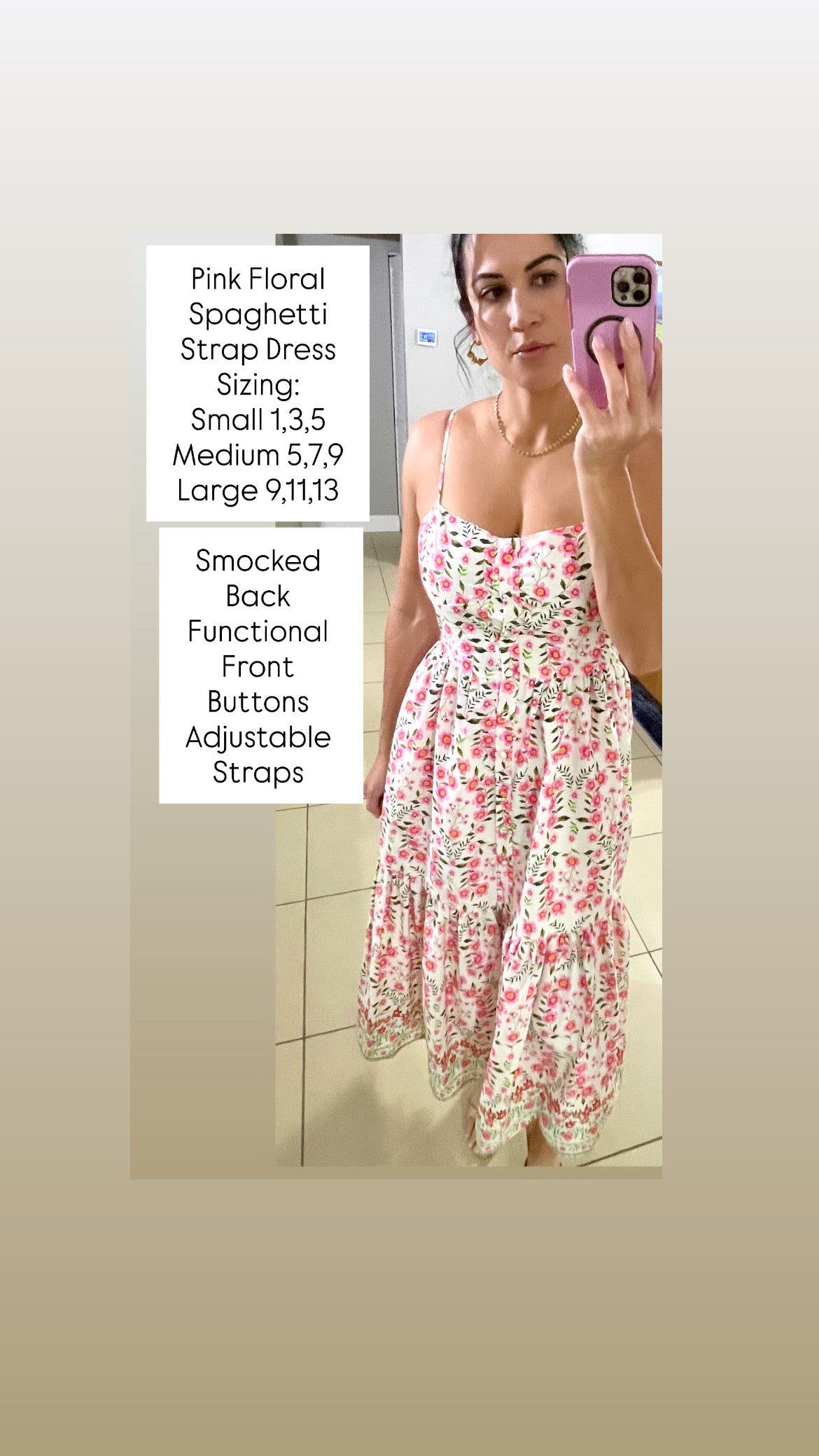 Pink Floral Spaghetti Strap Dress