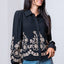 Long Sleeve Flower Embroided Button Shirt