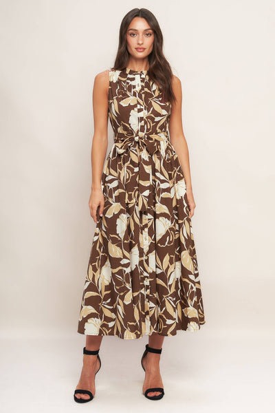 Floral Fall Printed Midi Dress-OS