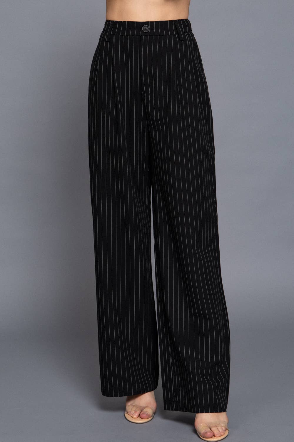 Pin Stripe Woven Straight Pants- OS