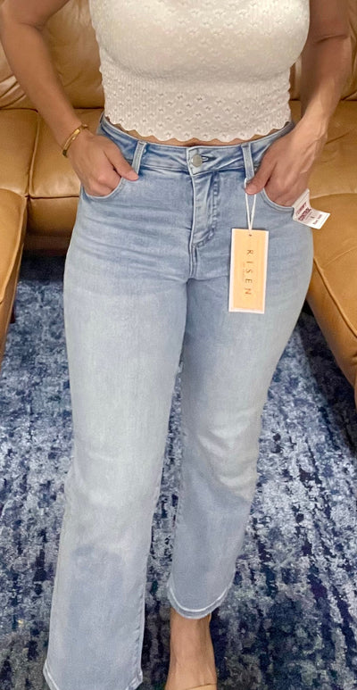 Light Tummy Control High Rise Crop Straight Jeans