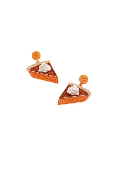 Thanksgiving Pumpkin Pie Enamel Post Earrings- OS