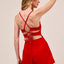 Fitted Open Back Game Day Romper with Lace Up Deta