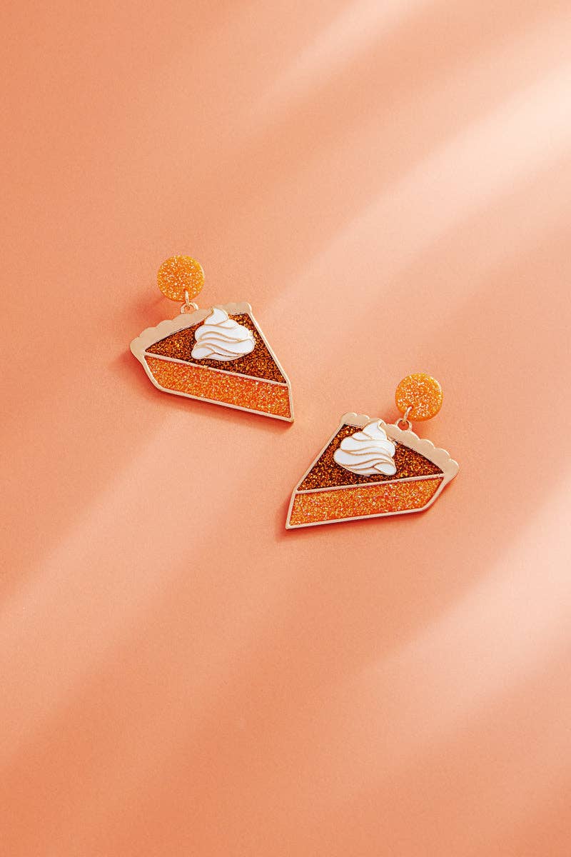 Thanksgiving Pumpkin Pie Enamel Post Earrings- OS