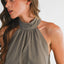 High Neck Flowy Halter Top- OS