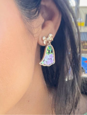 Glitter Ghost with Bow Post Earrings - OS