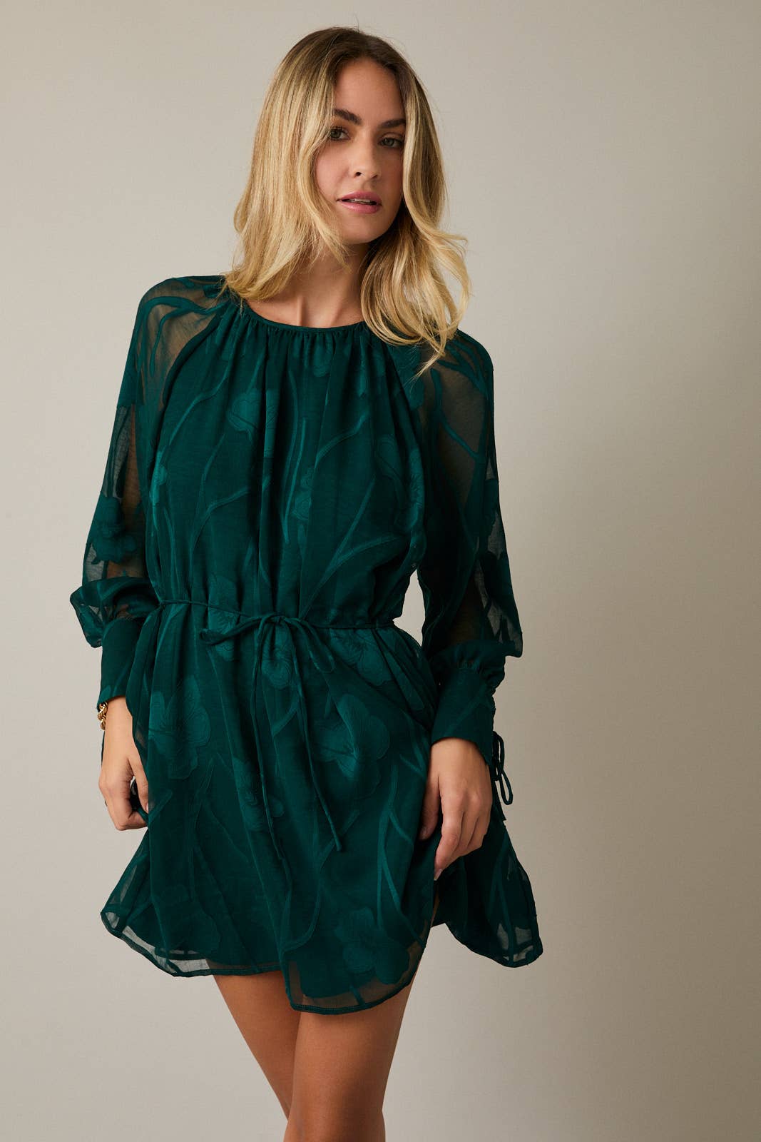 Emerald Long Sleeve Mini Dress