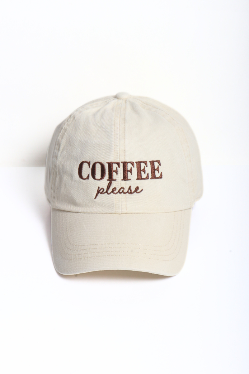 COFFEE PLEASE embroidered Baseball Cap- OS