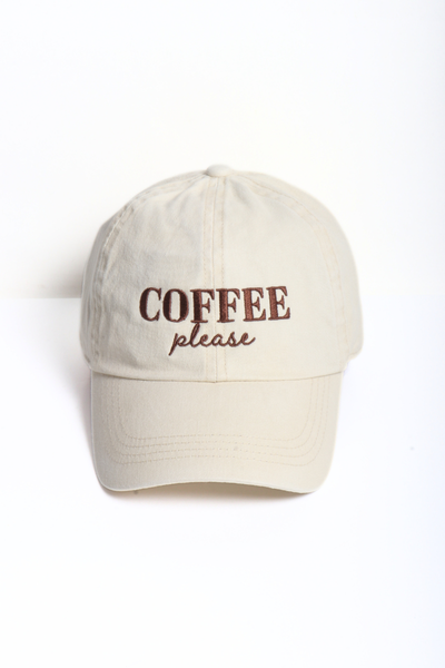 COFFEE PLEASE embroidered Baseball Cap- OS
