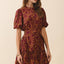 Autumn Puff Sleeve Mini Dress-OS