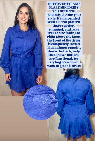 Button Up Fit and Flare Mini Dress- OS