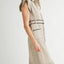 Collared Black Accent Midi Dress with Belt