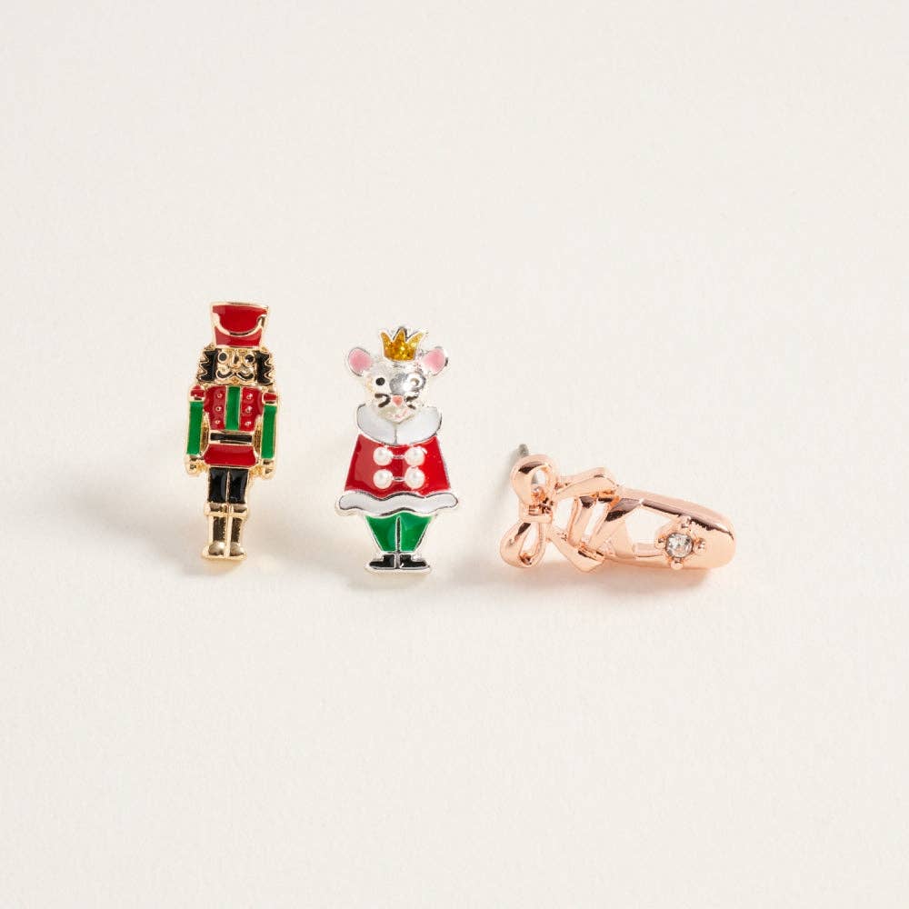 Christmas Nutcracker Ballet 3PC Earrings OS