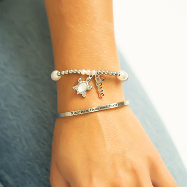 Kind Heart Fierce Mind Engraved Bangle Bracelet