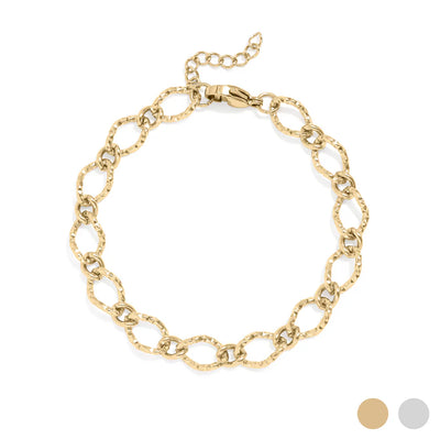 Hammered Oval Chain Bracelet- OS