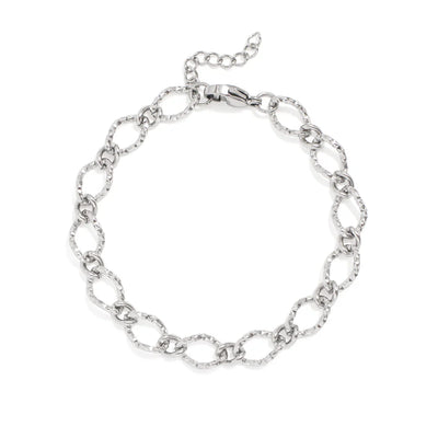 Hammered Oval Chain Bracelet- OS