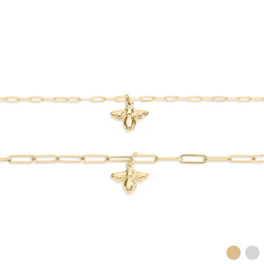 18K Gold Plated Mommy & Me Bee Charm Necklace Set