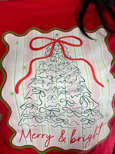 Merry & Bright Tree Graphic Tee- OS