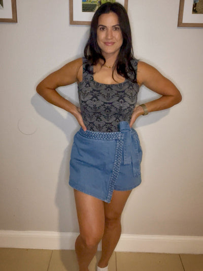 SO ME Floral Jacquard Seamless Tank Top- WH