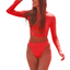 Plain Cropped Silhouette Two Pieces Rash Guard