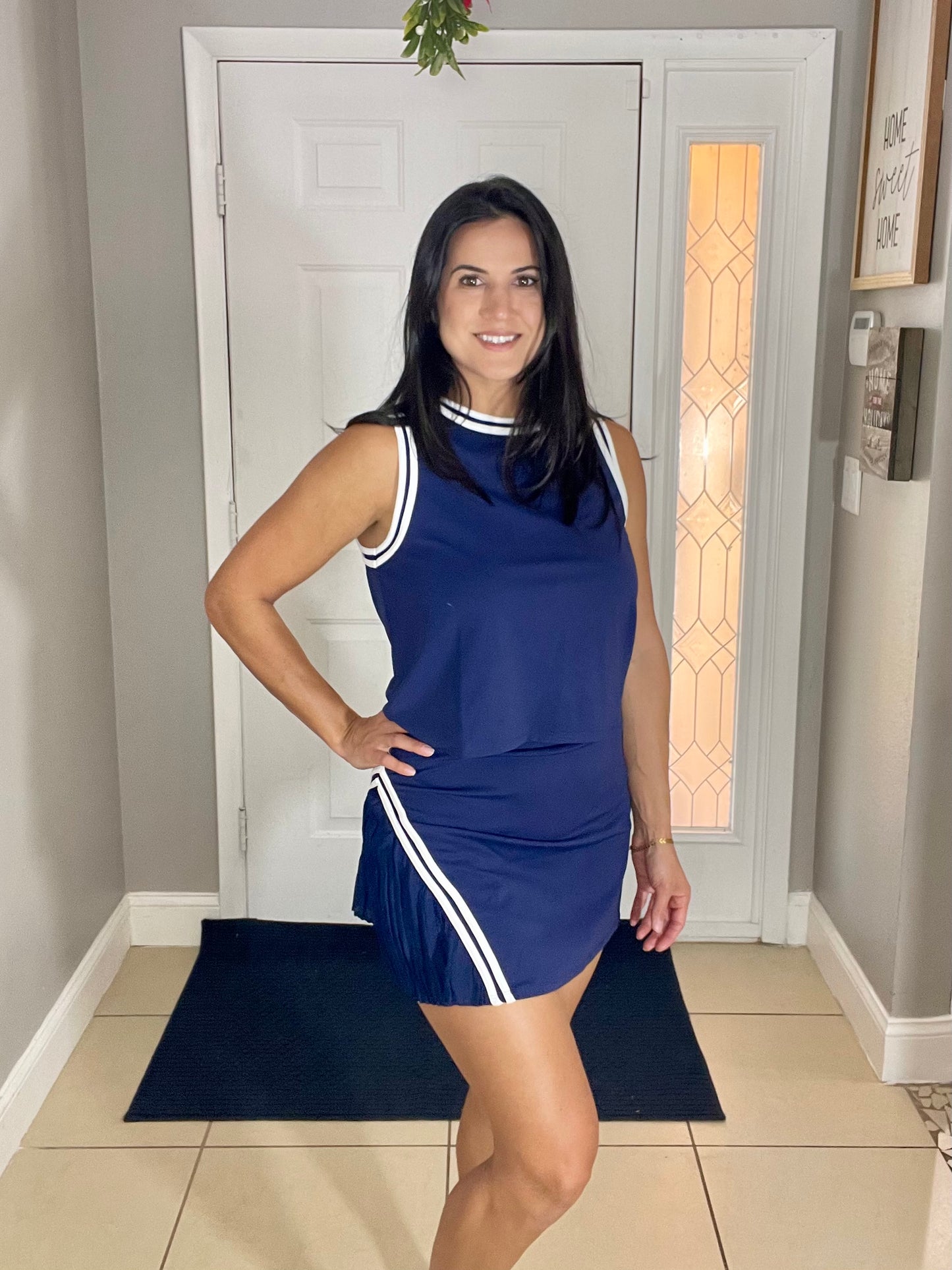 Contrast Side Stripes And Pleated Athletic Skort