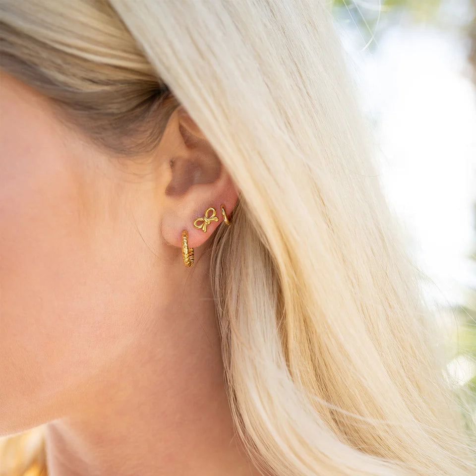 18K Gold Plated Bow Stud Earrings -OS