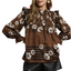Umgee Mix Floral Smocked Ruffle Blouse