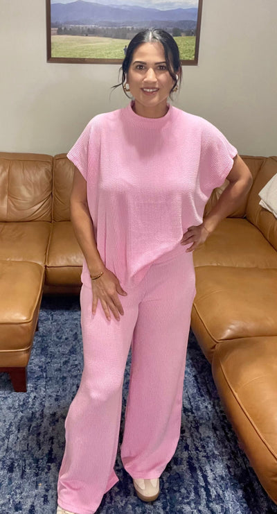 Pink Short Sleeve Tee & Pants Set